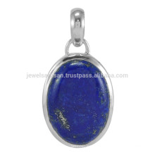 Lapis Lazuli Gemstone &amp; 925 Sterling Silver Bezel Set Colgante con Encanto para toda la ocasión